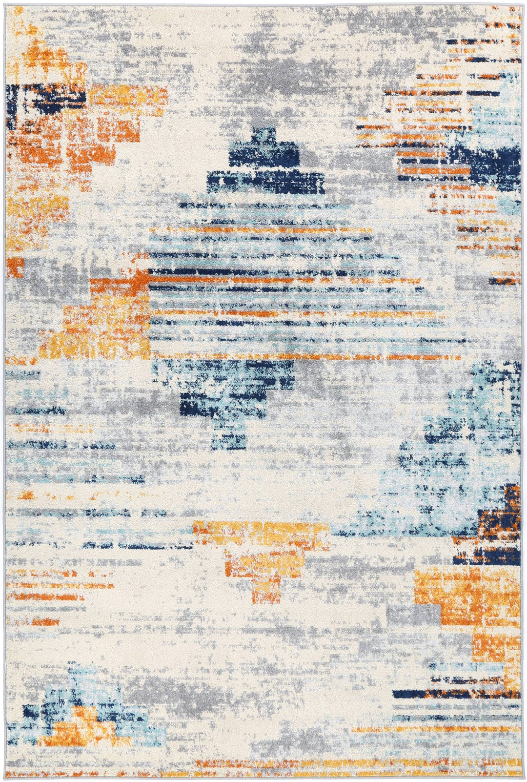 Sicily Noto Blue & Yellow Contemporary Rug - 02