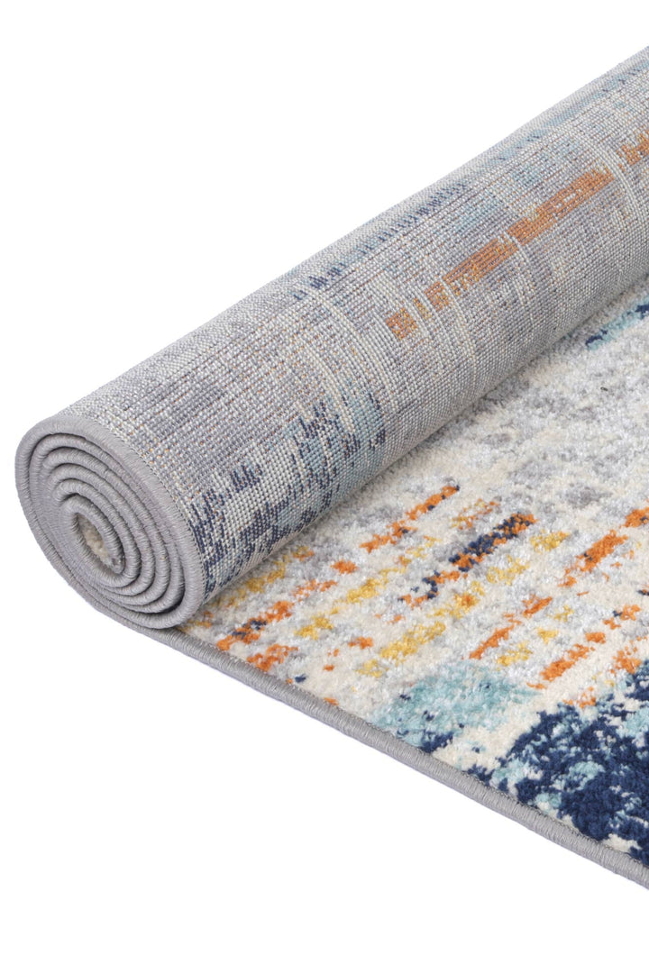 Sicily Noto Blue & Yellow Contemporary Rug - 02