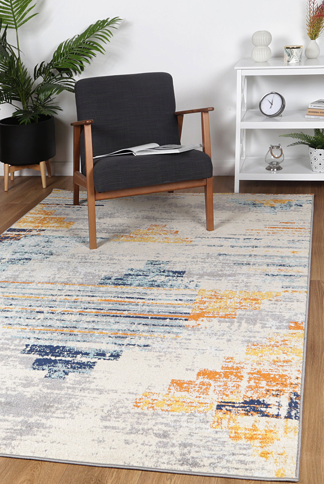 Sicily Noto Blue & Yellow Contemporary Rug - 02