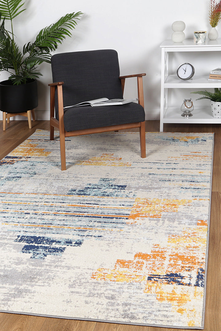 Sicily Noto Blue & Yellow Contemporary Rug - 02