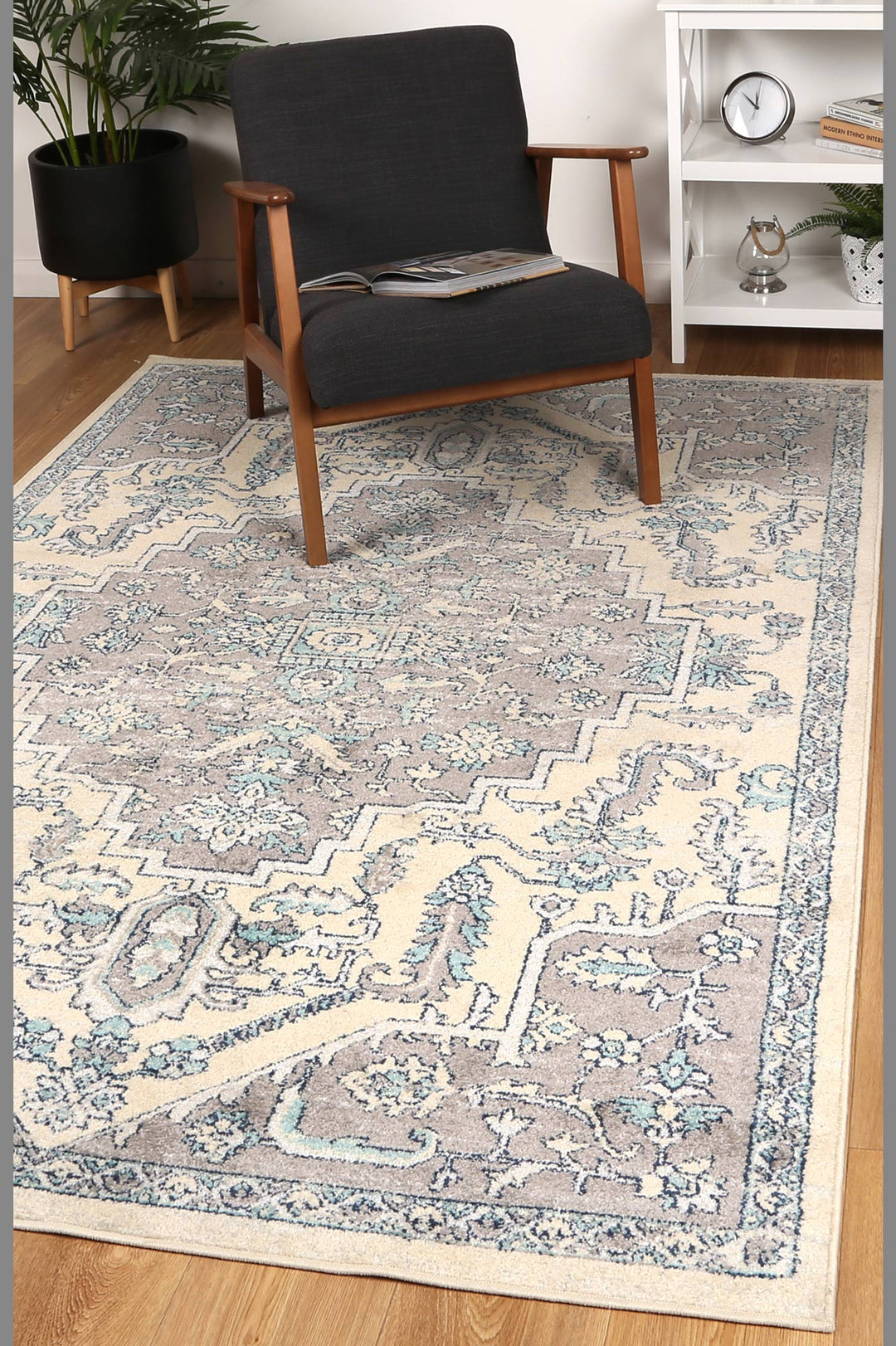 Sicily Avola Grey & Blue Transitional Rug - 03