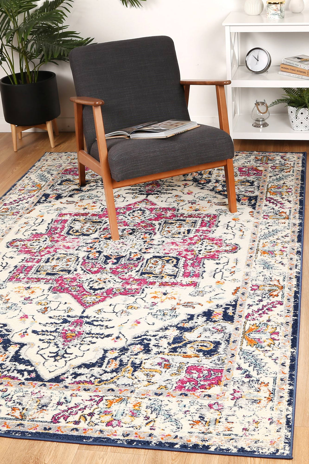 Sicily Nicosia Navy & Pink Transitional Rug - 09
