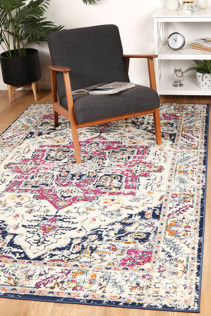 Sicily Nicosia Navy & Pink Transitional Rug - 09