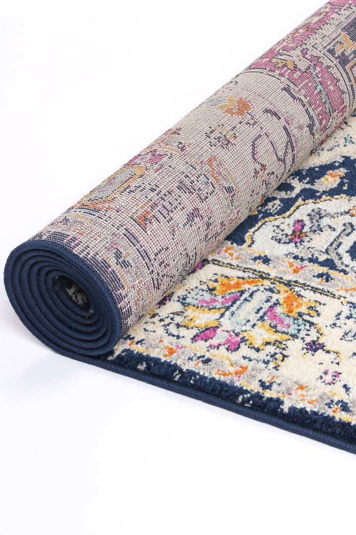Sicily Nicosia Navy & Pink Transitional Rug - 09