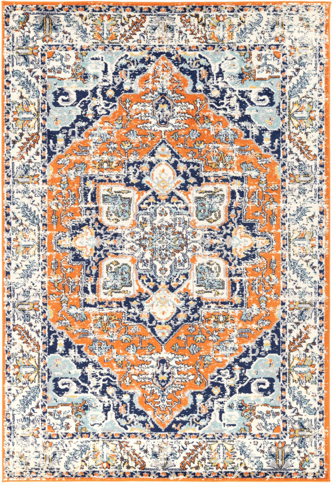 Sicily Messina Orange & Blue Transitonal Rug - 12