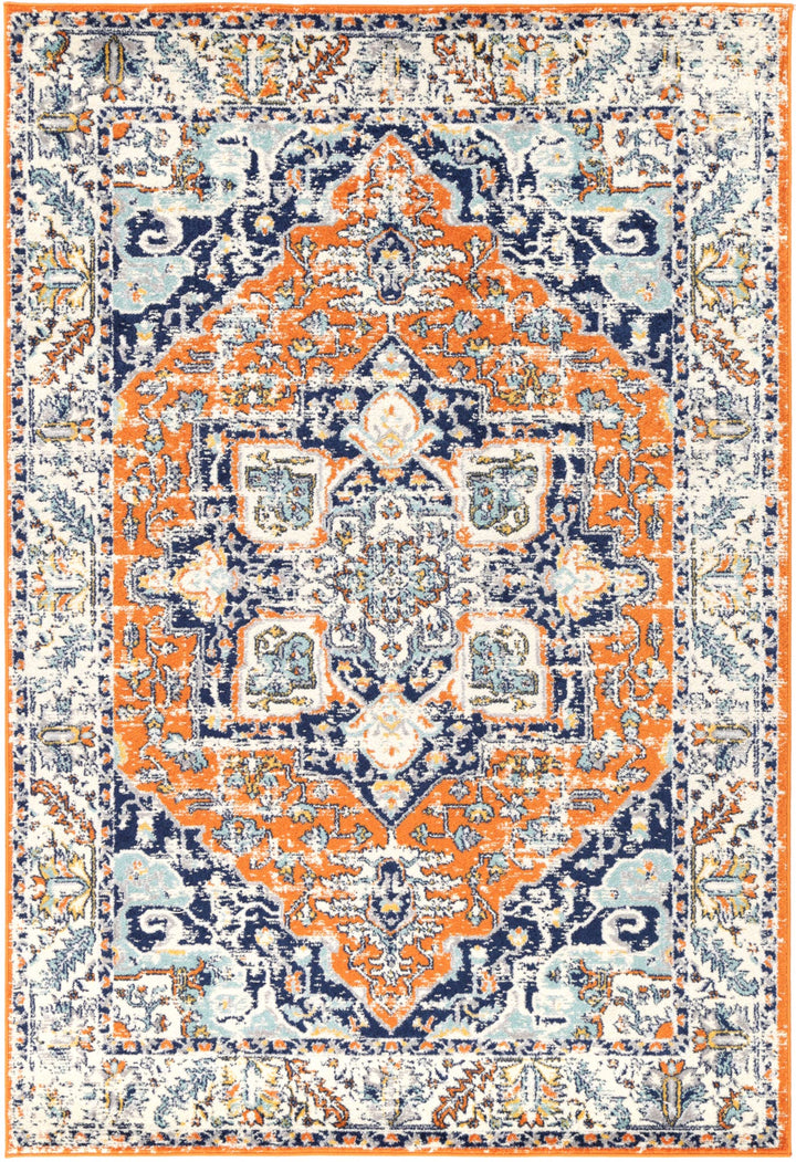 Sicily Messina Orange & Blue Transitonal Rug - 12