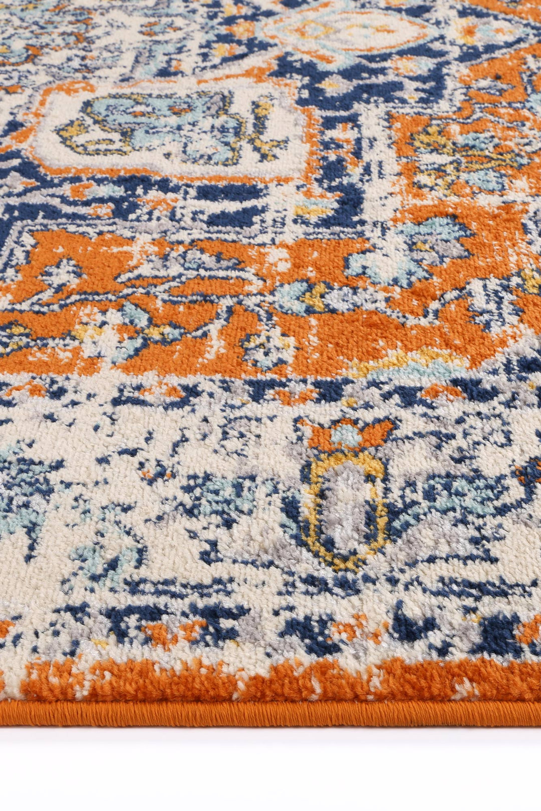 Sicily Messina Orange & Blue Transitonal Rug - 12