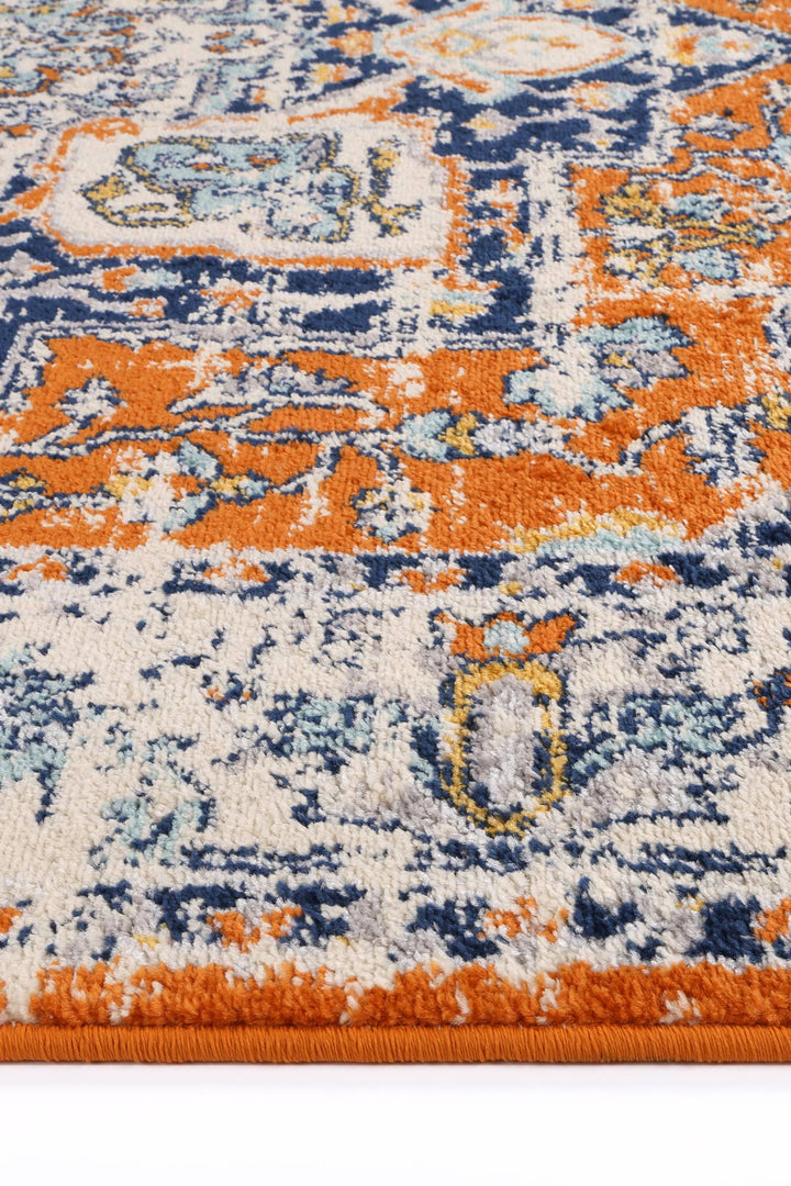 Sicily Messina Orange & Blue Transitonal Rug - 12