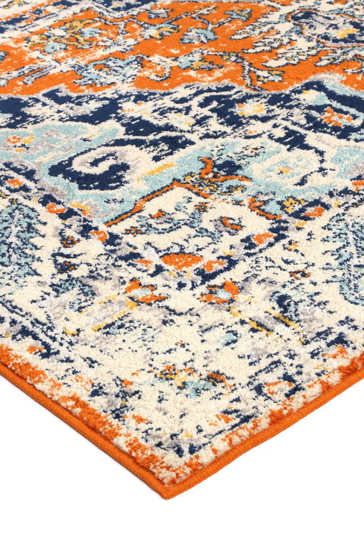 Sicily Messina Orange & Blue Transitonal Rug - 12
