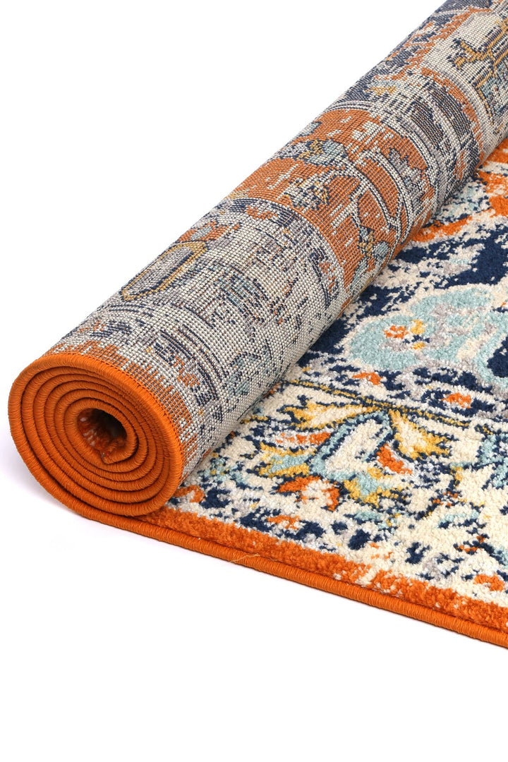 Sicily Messina Orange & Blue Transitonal Rug - 12