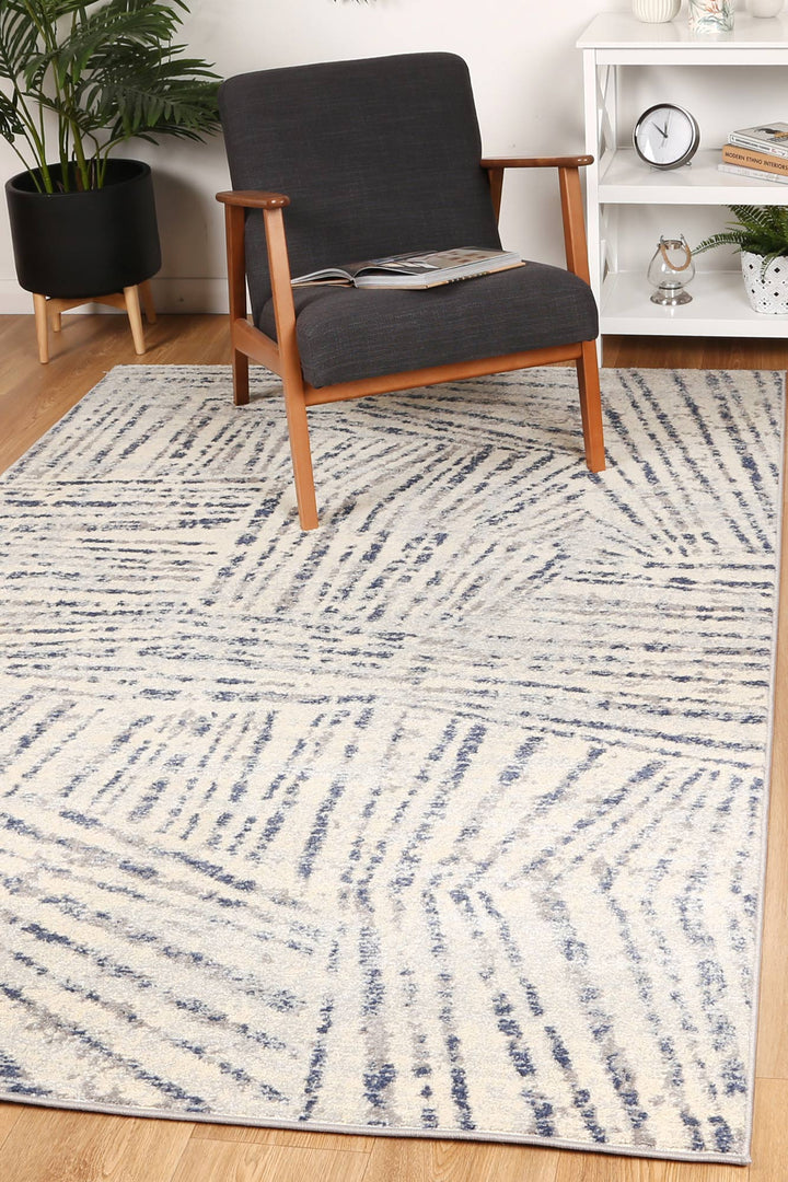 Sicily Ferraro Ivory & Blue Geometric Rug - 16