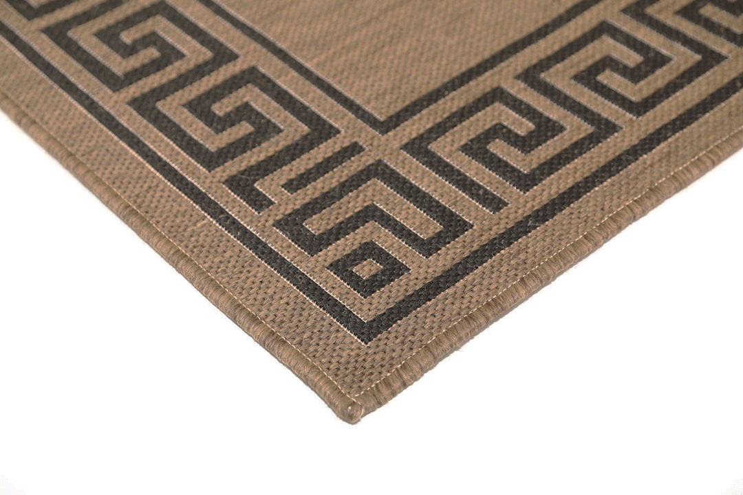 Sisalo Brown Beige Bordered Patterned Rug - 1628/991-X