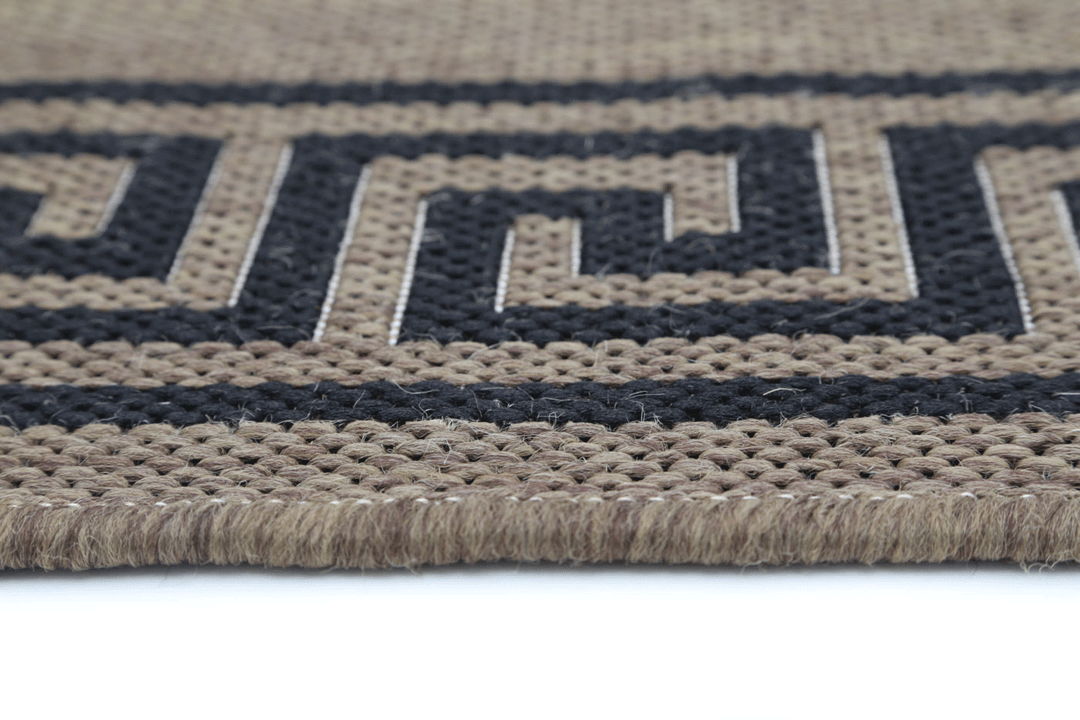 Sisalo Brown Beige Bordered Patterned Rug - 1628/991-X