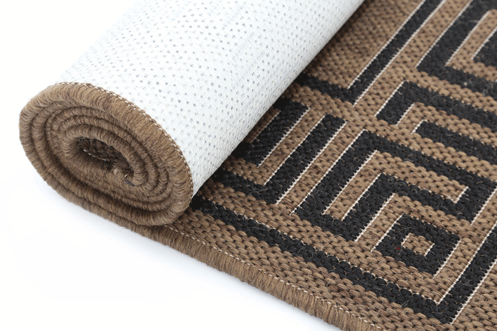 Sisalo Brown Beige Bordered Patterned Rug - 1628/991-X