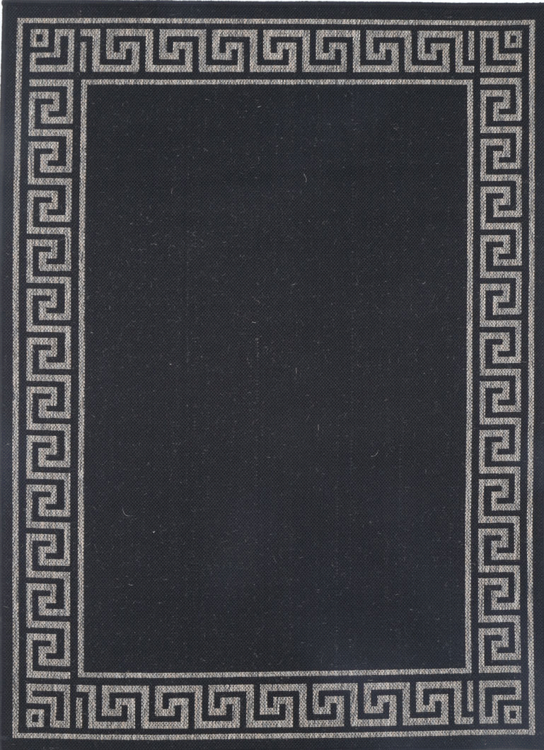Sisalo Grey Bordered Patterned Rug - 1628/J48-K