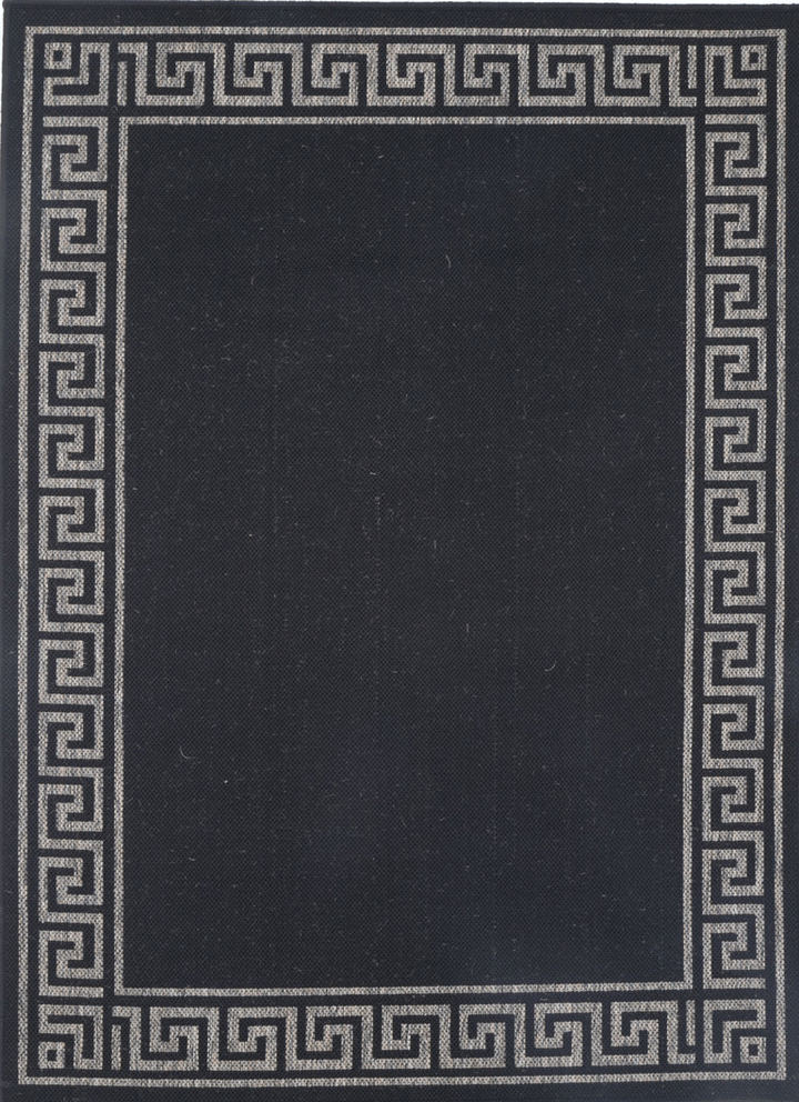 Sisalo Grey Bordered Patterned Rug - 1628/J48-K