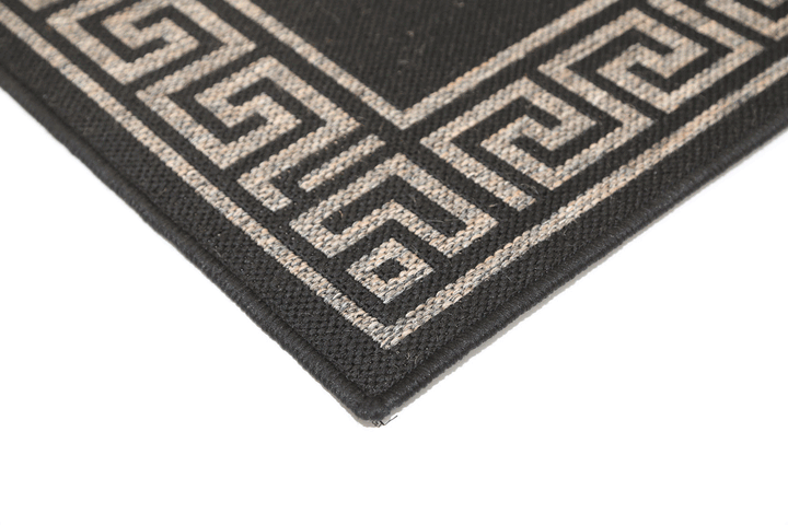 Sisalo Grey Bordered Patterned Rug - 1628/J48-K