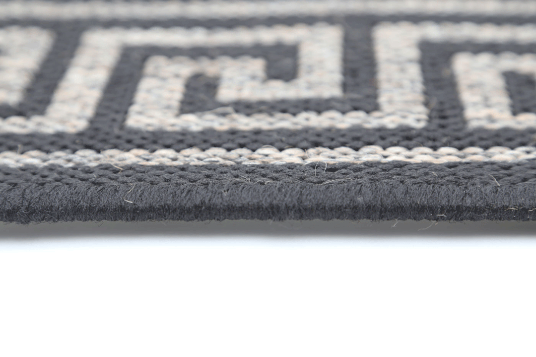 Sisalo Grey Bordered Patterned Rug - 1628/J48-K