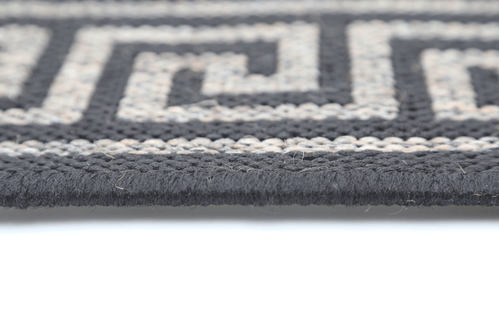 Sisalo Grey Bordered Patterned Rug - 1628/J48-K