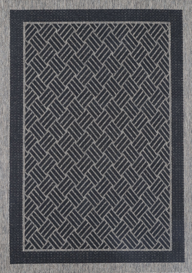 Sisalo Grey Geometric Ikat Bordered Rug - 1828/J48-K