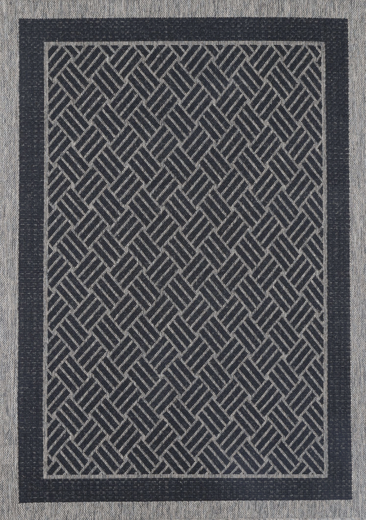 Sisalo Grey Geometric Ikat Bordered Rug - 1828/J48-K