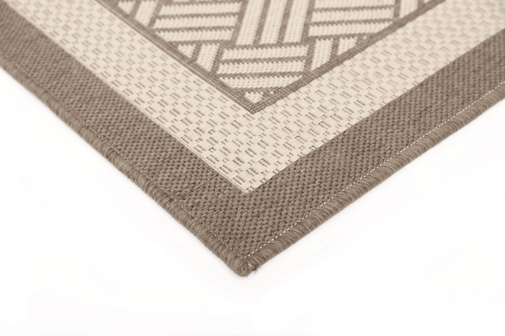 Sisalo Beige Geometric Ikat Bordered Rug - 1828/J84-D