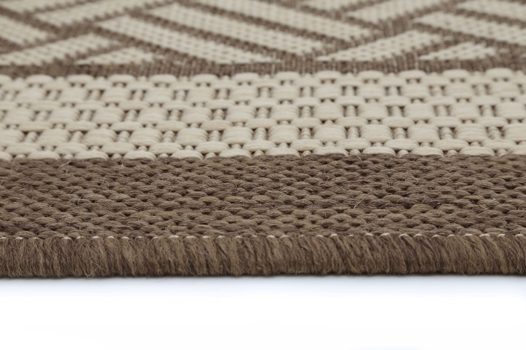 Sisalo Beige Geometric Ikat Bordered Rug - 1828/J84-D