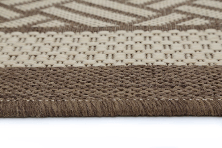 Sisalo Beige Geometric Ikat Bordered Rug - 1828/J84-D