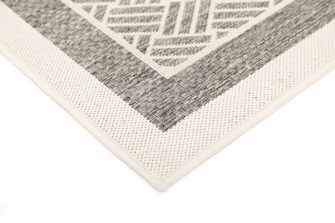 Sisalo Cream Geometric Ikat Bordered Rug - 1828/W71-E