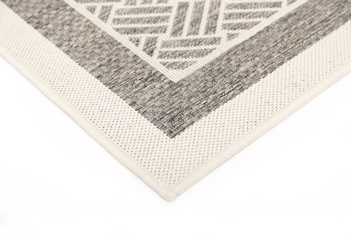 Sisalo Cream Geometric Ikat Bordered Rug - 1828/W71-E