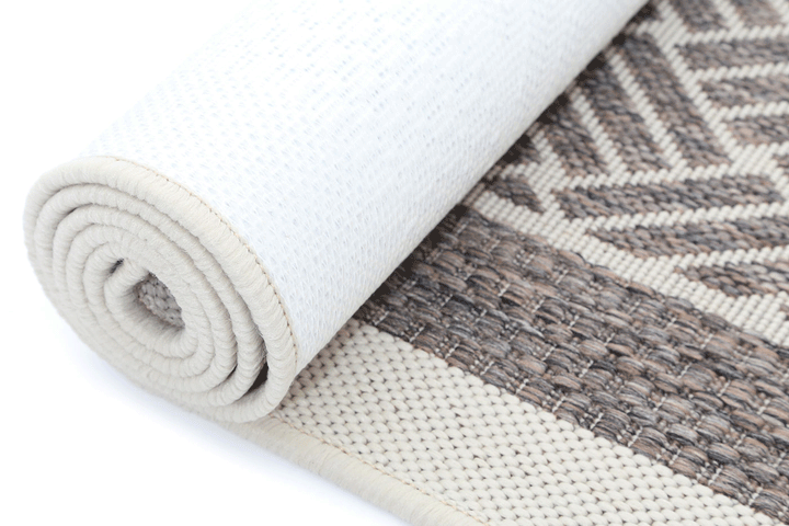 Sisalo Cream Geometric Ikat Bordered Rug - 1828/W71-E