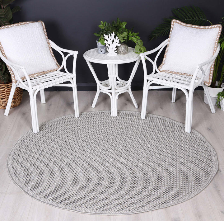 Sydney Silver Blue Indoor Outdoor Rug Round - 18265 396