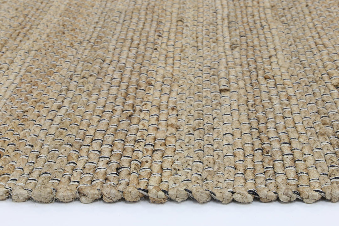 Taj Natural Basket Weave Black Jute Rug