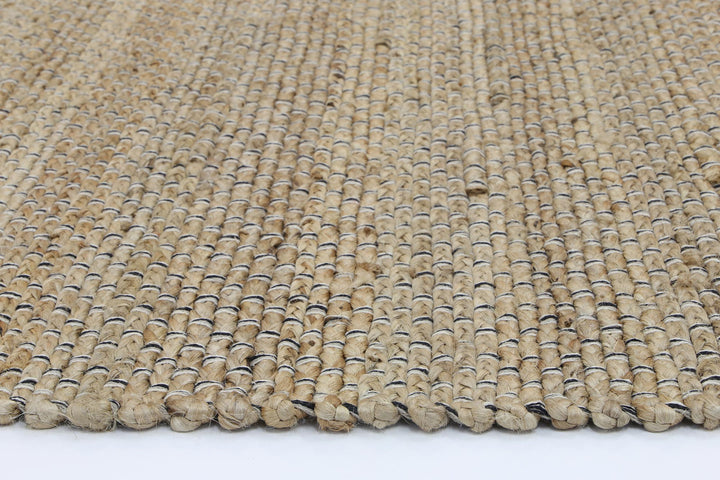 Taj Natural Basket Weave Black Jute Rug
