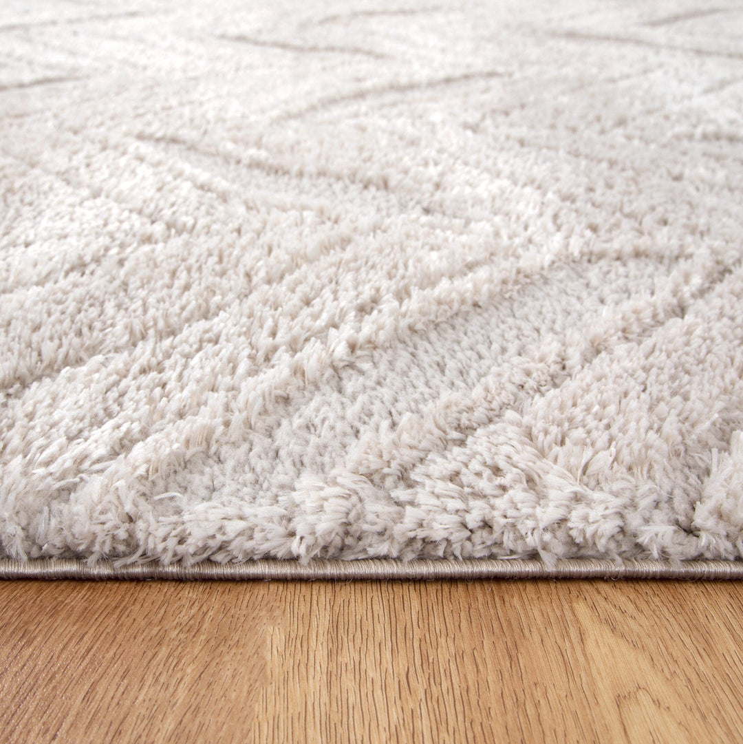 Tender Chevron Beige Shag Rug - TEN01 BEIGE