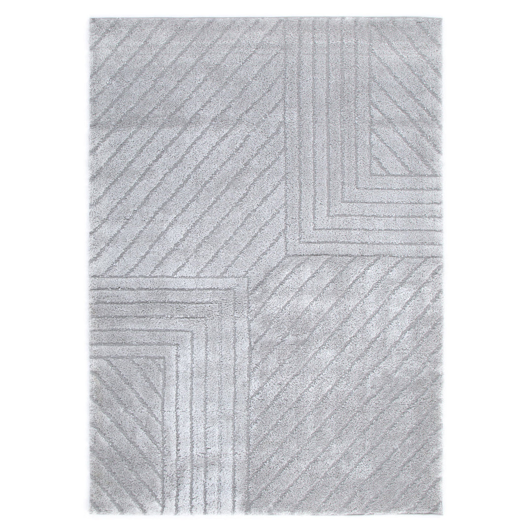 Tender Modern Silver Shag Rug - TEN02 SILVER