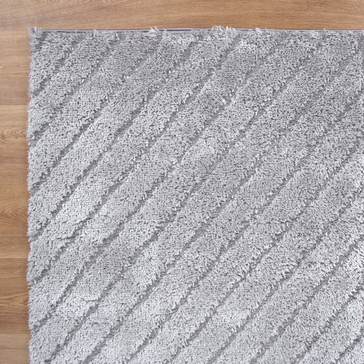Tender Modern Silver Shag Rug - TEN02 SILVER