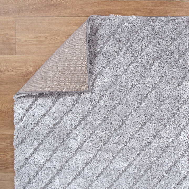 Tender Modern Silver Shag Rug - TEN02 SILVER