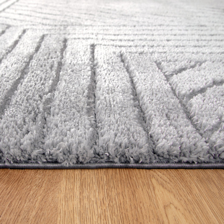Tender Modern Silver Shag Rug - TEN02 SILVER