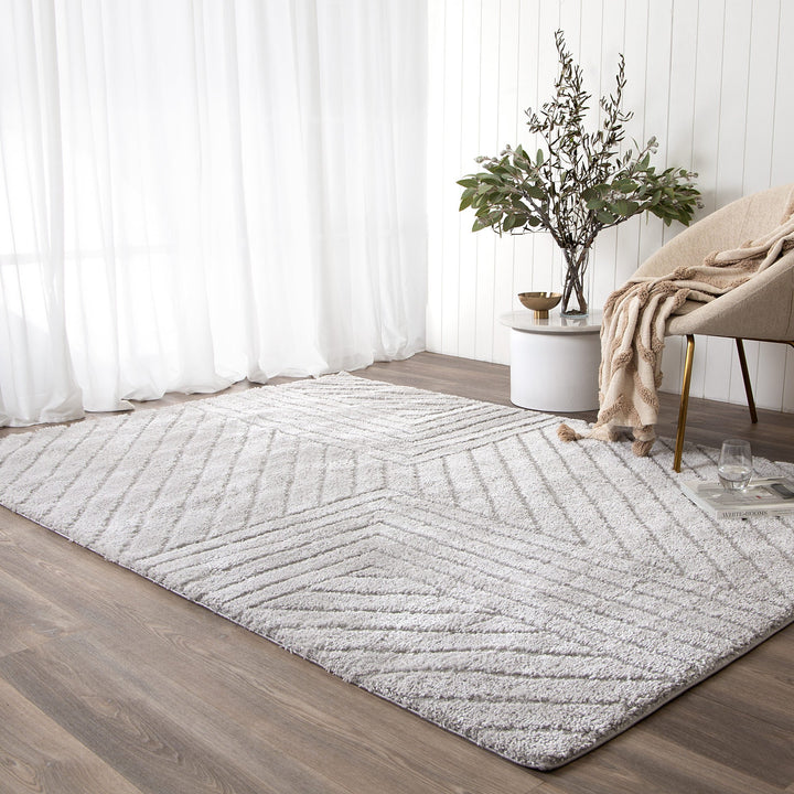 Tender Modern Silver Shag Rug - TEN02 SILVER