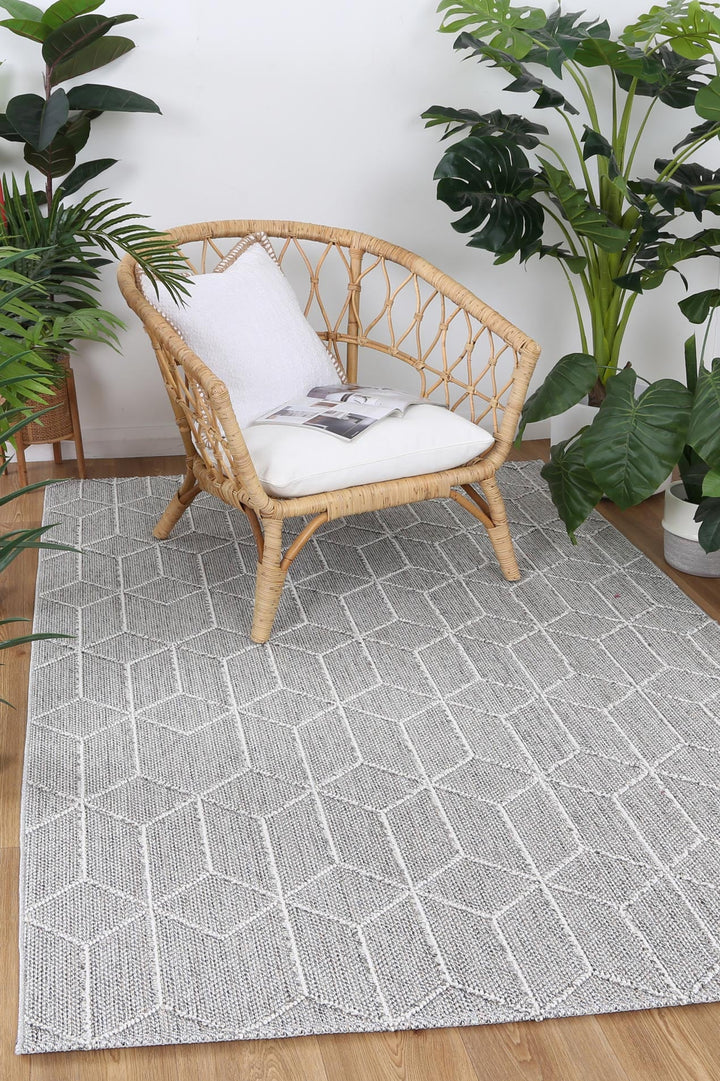 Vanuatu Totori Ash Geometric Flatweave Rug - 01