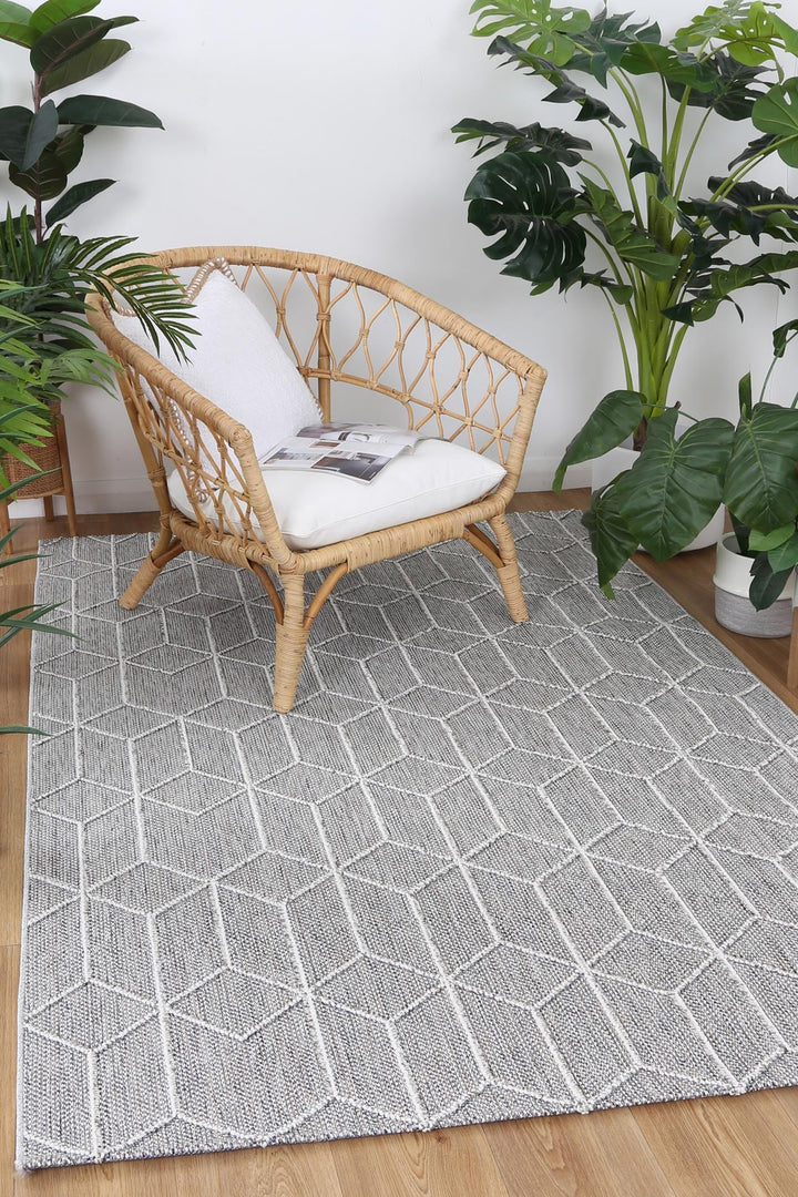 Vanuatu Sikua Grey Geometric Flatweave Rug - 02