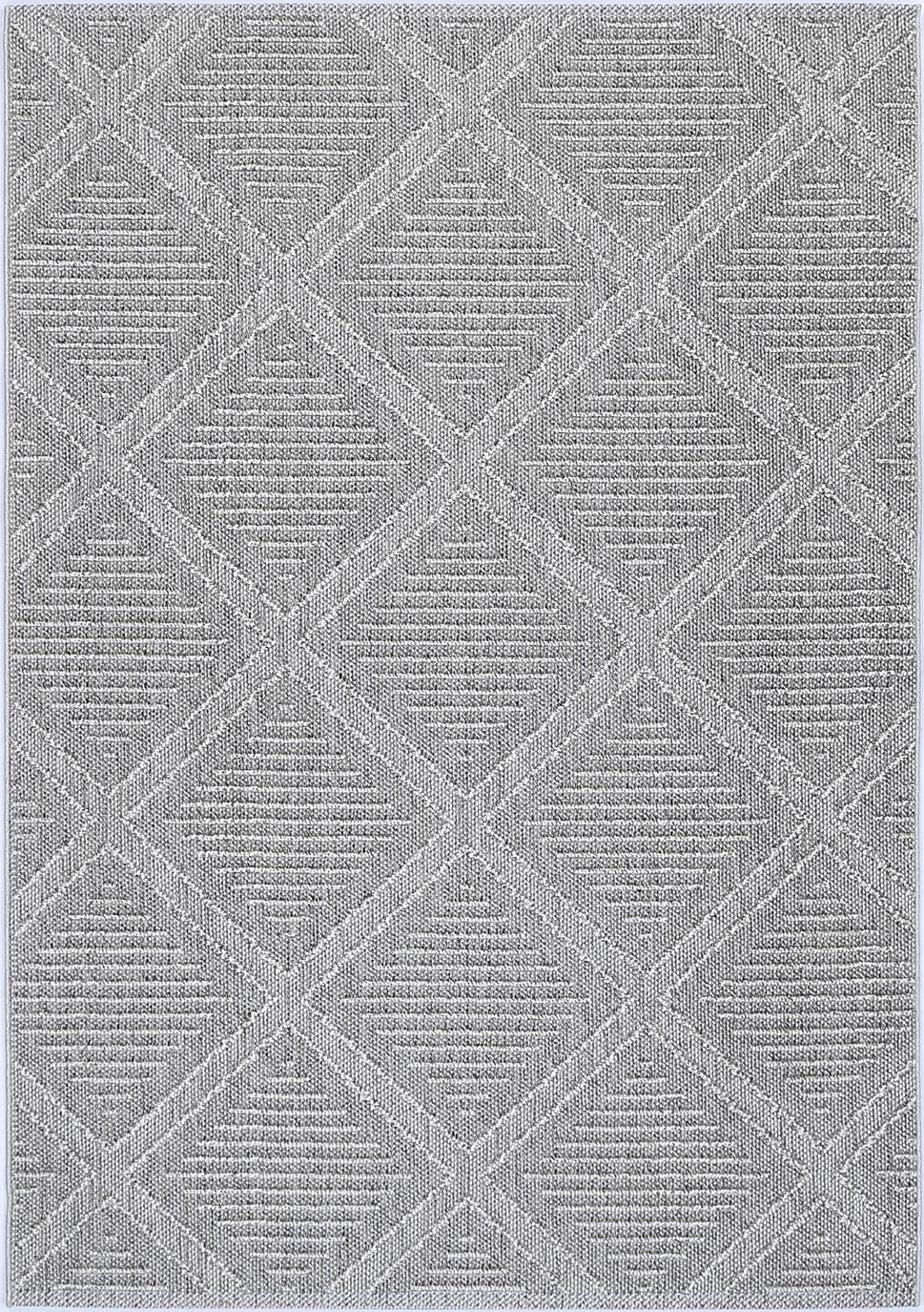 Vanuatu Vouza Grey Geometric Flatweave Rug - 05