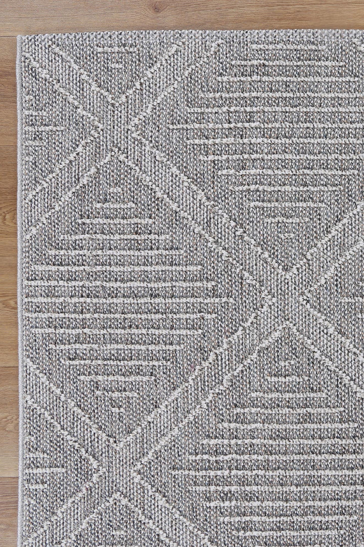 Vanuatu Vouza Grey Geometric Flatweave Rug - 05