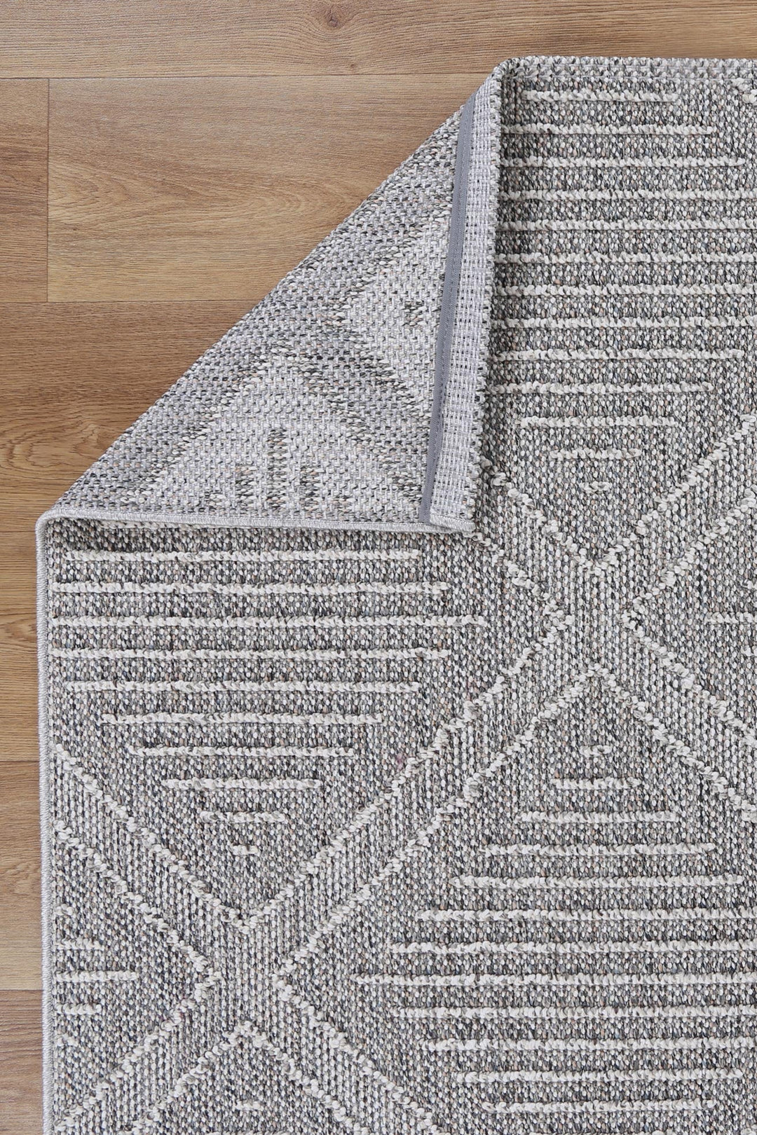 Vanuatu Vouza Grey Geometric Flatweave Rug - 05