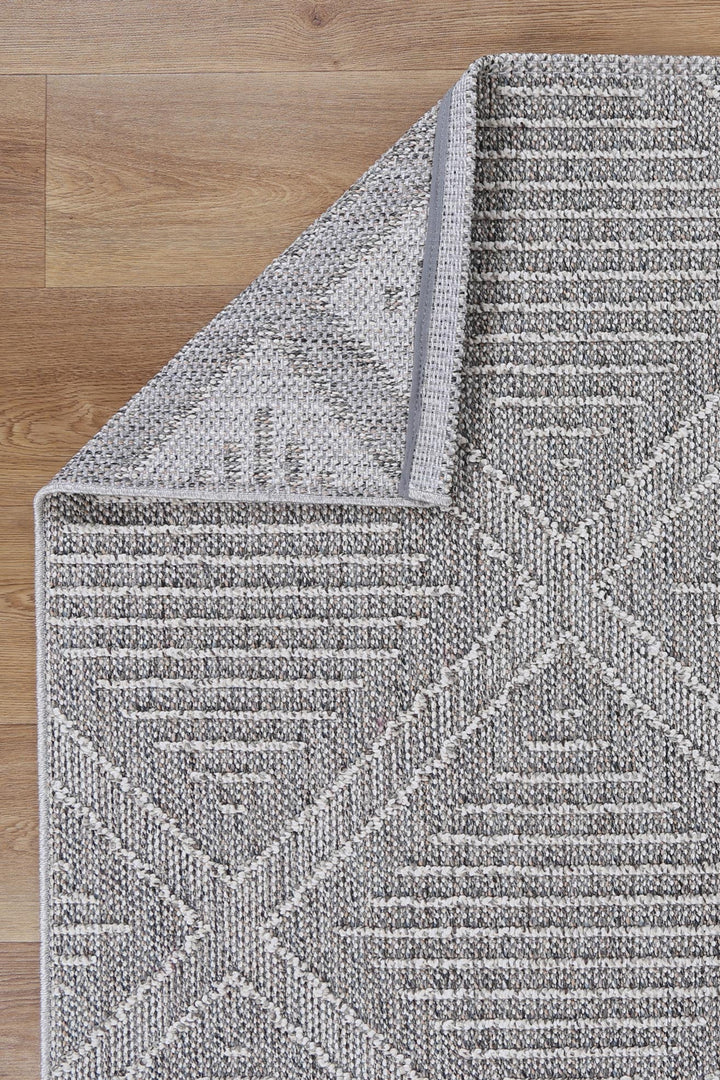 Vanuatu Vouza Grey Geometric Flatweave Rug - 05