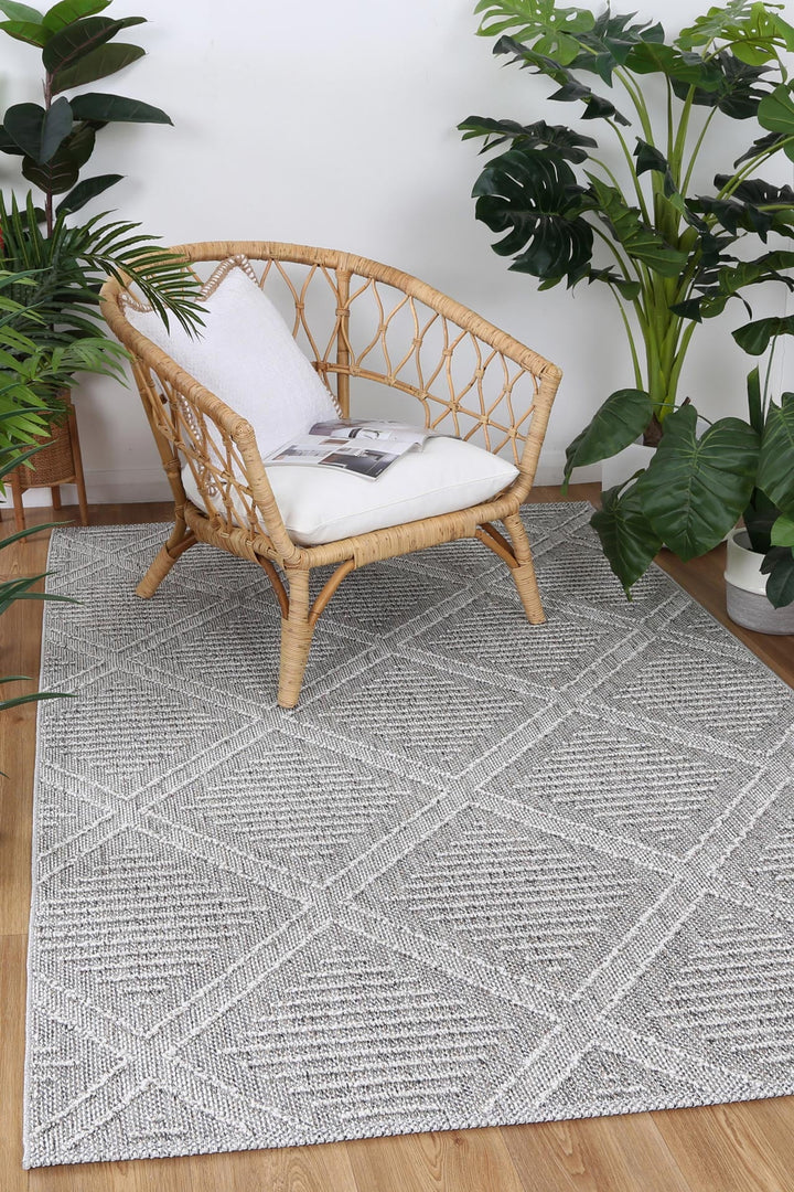 Vanuatu Vouza Grey Geometric Flatweave Rug - 05