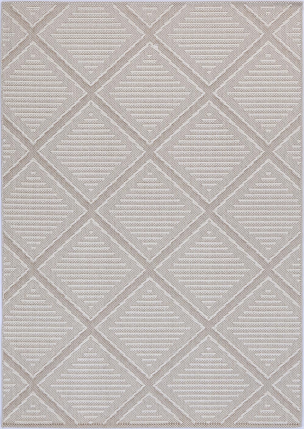 Vanuatu Kenilorea Beige Geometric Flatweave Rug - 06