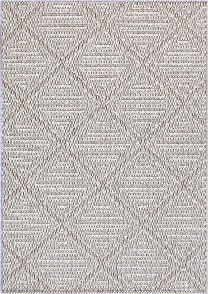 Vanuatu Kenilorea Beige Geometric Flatweave Rug - 06
