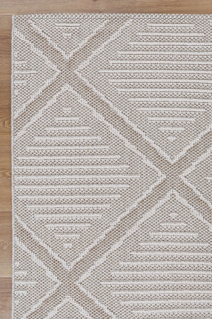 Vanuatu Kenilorea Beige Geometric Flatweave Rug - 06